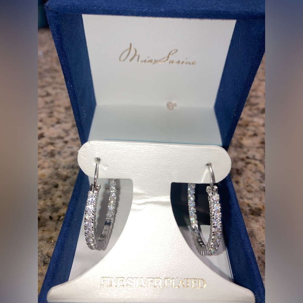 Silver Hoop Zirconia Earrings